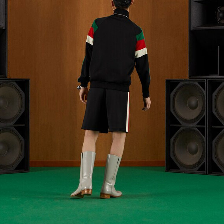 GUCCI FW22  Black Striped Drawstring High-Waist Casual Shorts. 703605-XJEEP-1152 圖 4