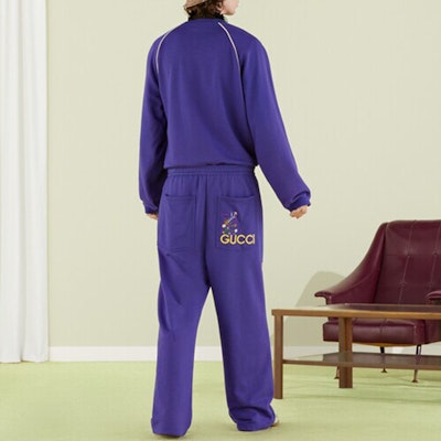 GUCCI FW22 藍色花卉刺繡針織運動長褲 七夕系列 708671-XJERZ-4330 Shop GUCCI FW22 藍色花卉刺繡針織運動長褲 七夕系列 708671-XJERZ-4330