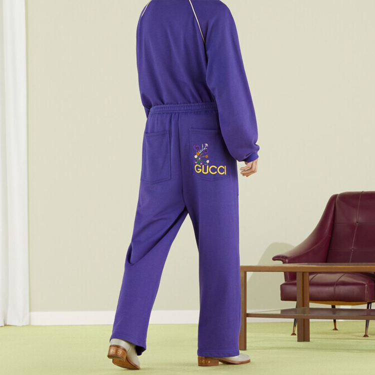 Purchase GUCCI FW22 藍色花卉刺繡針織運動長褲 七夕系列 708671-XJERZ-4330
