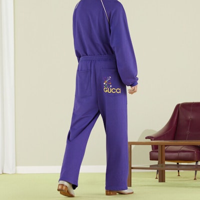 GUCCI FW22 藍色花卉刺繡針織運動長褲 七夕系列 708671-XJERZ-4330 Purchase GUCCI FW22 藍色花卉刺繡針織運動長褲 七夕系列 708671-XJERZ-4330