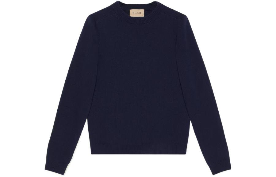 GUCCI FW22  Blue Wool Sweater with Patches 694786 XKCD5 4804