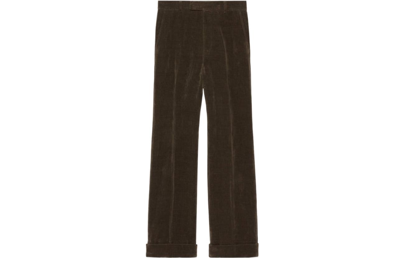 GUCCI FW22  Brown Pleated Straight-Leg Casual Pants. 712865-Z328H-1035