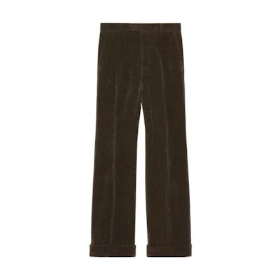 GUCCI FW22 Brown Pleated Straight-Leg Casual Pants. 712865-Z328H-1035