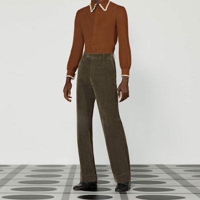 Pantalones Casuales Marrones de Pierna Recta GUCCI FW22. 712865-Z328H-1035 Details for Pantalones Casuales Marrones de Pierna Recta GUCCI FW22. 712865-Z328H-1035