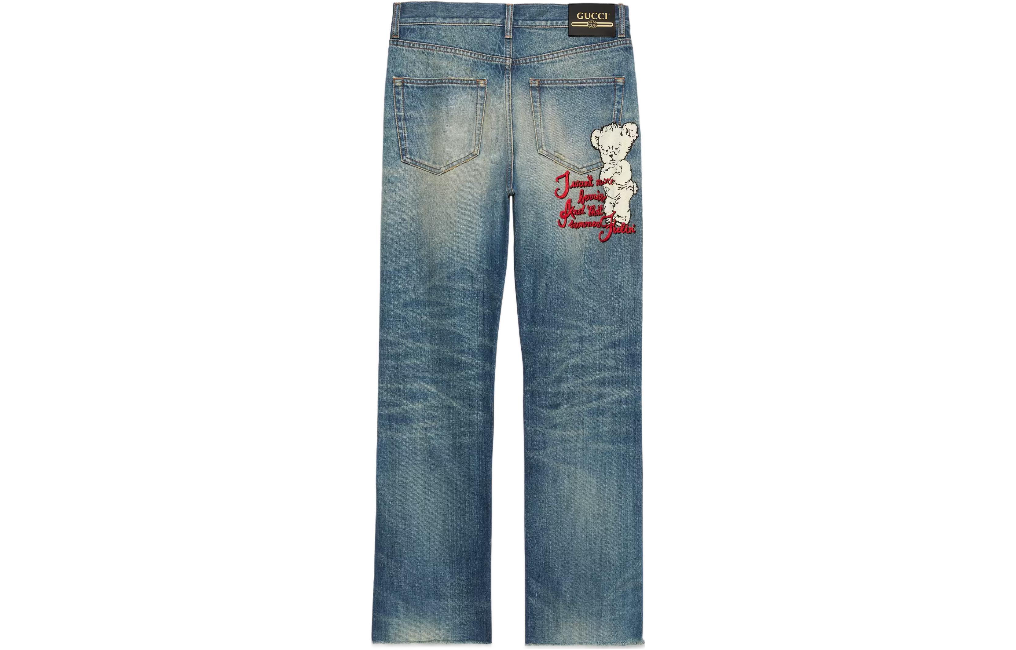 Lookbook GUCCI FW22 仿舊直筒牛仔褲 藍色牛仔. 716496-XDB6K-4447