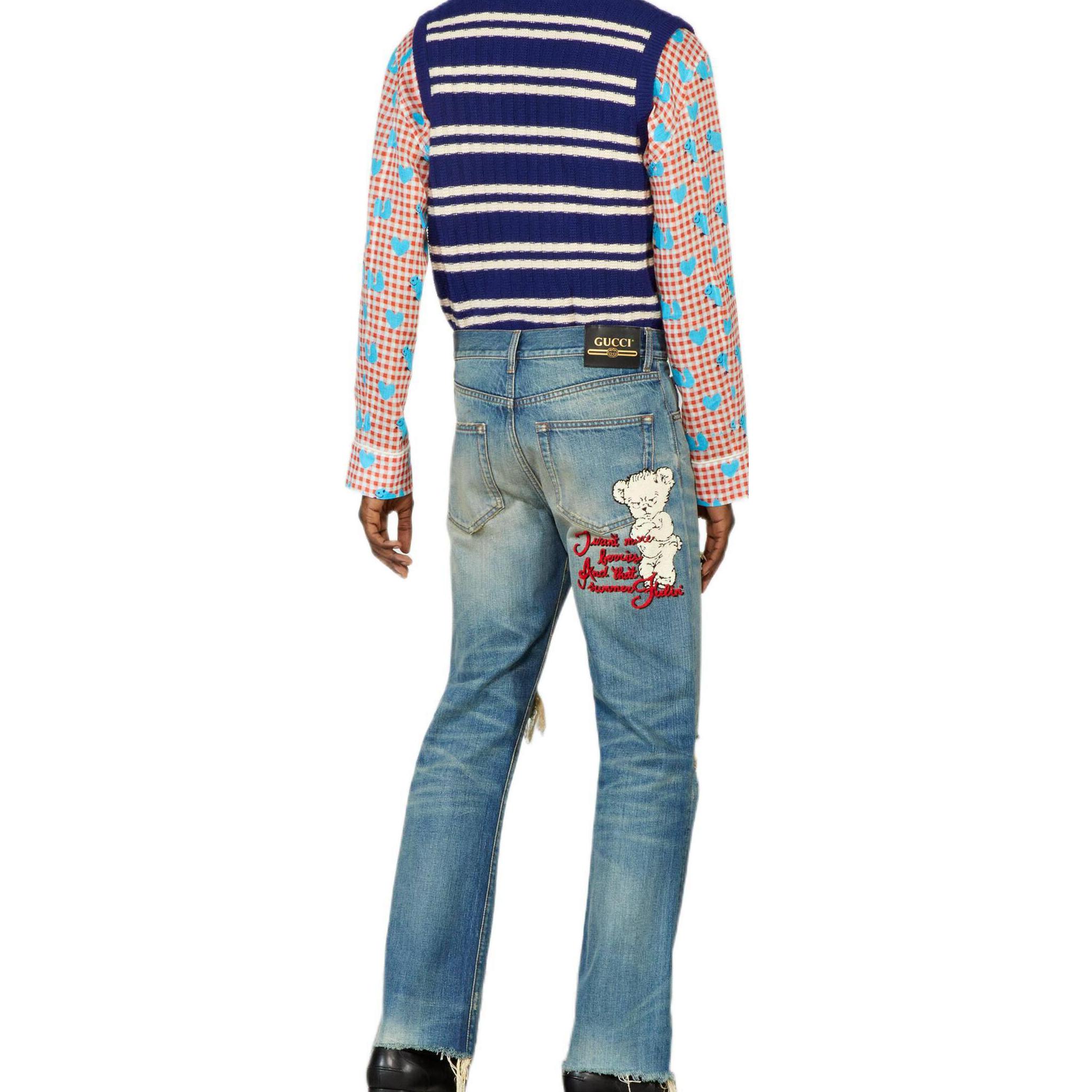 Details for GUCCI FW22 仿舊直筒牛仔褲 藍色牛仔. 716496-XDB6K-4447