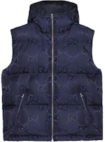 GUCCI FW22 Logo Print Hooded Sleeveless Vest Deep Blue. 698715-Z8A53-4348 GUCCI FW22 Logo Print Hooded Sleeveless Vest Deep Blue. 698715-Z8A53-4348