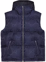 Order GUCCI FW22 印花Logo連帽無袖背心 深藍色. 698715-Z8A53-4348