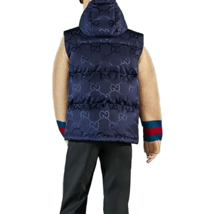 Purchase GUCCI FW22  印花Logo連帽無袖背心 深藍色. 698715-Z8A53-4348