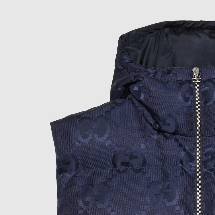 Details for GUCCI FW22  印花Logo連帽無袖背心 深藍色. 698715-Z8A53-4348