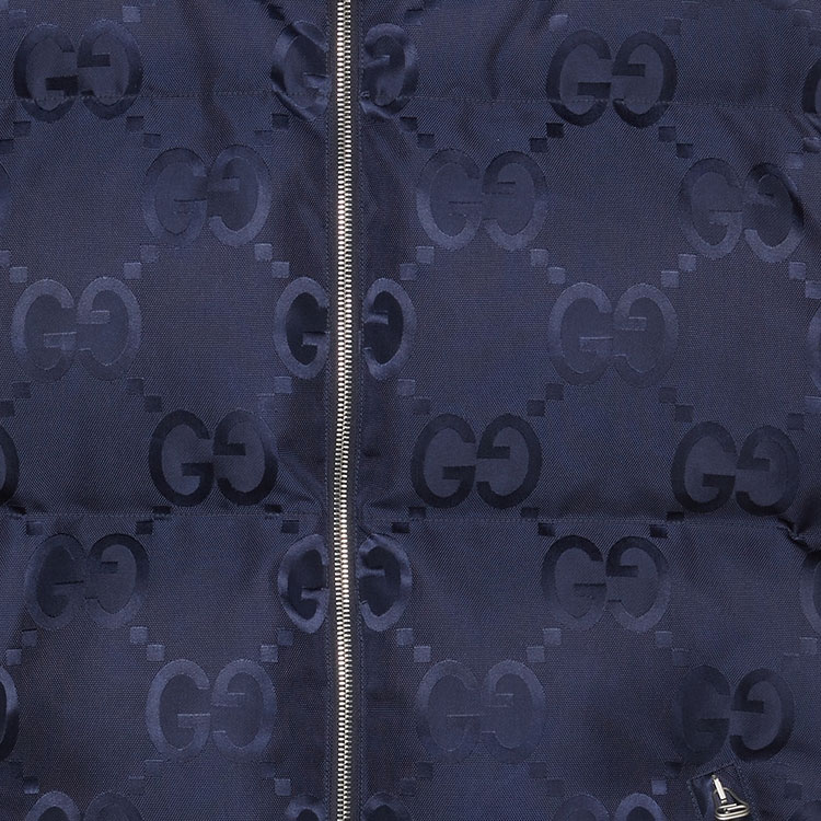 Sizing GUCCI FW22  印花Logo連帽無袖背心 深藍色. 698715-Z8A53-4348