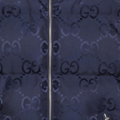 GUCCI FW22 印花Logo連帽無袖背心 深藍色. 698715-Z8A53-4348 Sizing GUCCI FW22 印花Logo連帽無袖背心 深藍色. 698715-Z8A53-4348