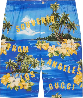 古驰FW22中腰蓝色花卉风景印花短裤 672698-ZAJSR-4464 Buy 古驰FW22中腰蓝色花卉风景印花短裤 672698-ZAJSR-4464