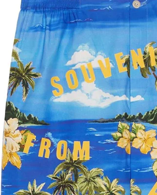 古驰FW22中腰蓝色花卉风景印花短裤 672698-ZAJSR-4464 Details for 古驰FW22中腰蓝色花卉风景印花短裤 672698-ZAJSR-4464