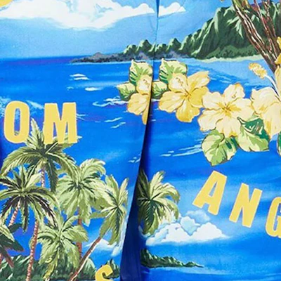 古驰FW22中腰蓝色花卉风景印花短裤 672698-ZAJSR-4464 Cheap 古驰FW22中腰蓝色花卉风景印花短裤 672698-ZAJSR-4464