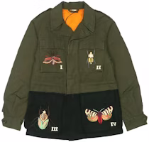 GUCCI FW22 Military Green Cotton Jacket with Insect Embroidery. 488177-XR759-3027 GUCCI FW22 Military Green Cotton Jacket with Insect Embroidery. 488177-XR759-3027