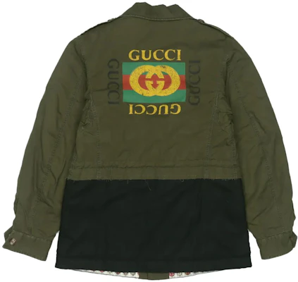 GUCCI FW22 Jaket Hijau Tentera Kapas dengan Sulaman Serangga. 488177-XR759-3027 Lookbook GUCCI FW22 Jaket Hijau Tentera Kapas dengan Sulaman Serangga. 488177-XR759-3027