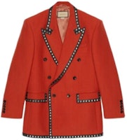 GUCCI FW22 Orange Blazer with Leather Details and Studs. 719877-Z8A60-7346 GUCCI FW22 Orange Blazer with Leather Details and Studs. 719877-Z8A60-7346