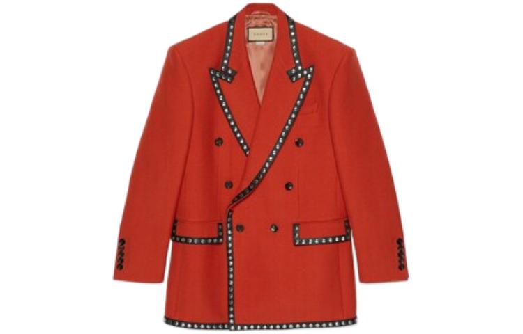 Order GUCCI FW22 オレンジブレザー レザーディテール スタッズ付き. 719877-Z8A60-7346