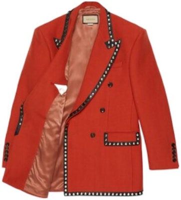 GUCCI FW22 オレンジブレザー レザーディテール スタッズ付き. 719877-Z8A60-7346 Lookbook GUCCI FW22 オレンジブレザー レザーディテール スタッズ付き. 719877-Z8A60-7346