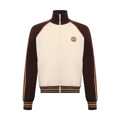 GUCCI FW22 Alessandro Michele Multicolor Striped Logo Zip-Up Jacket Men. 645207-XJC5O-9141
