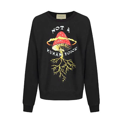 Gucci FW22 Black Cartoon Logo Print Long-Sleeve Pullover Sweater 563972-XJBCP-1142