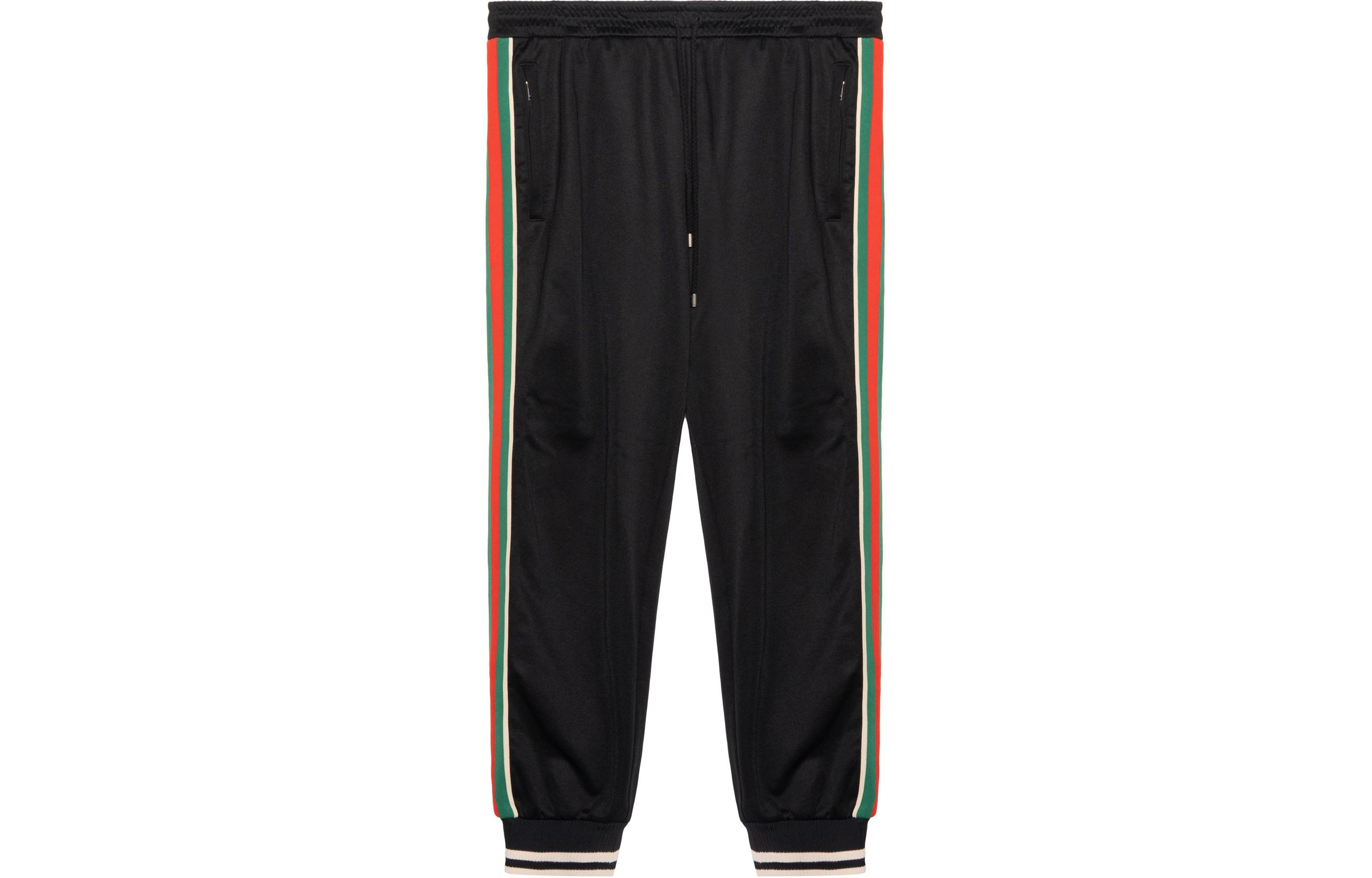 Gucci FW22 Black Knit Long Sweatpants with Contrast Stripes 698426-XJEES-1152