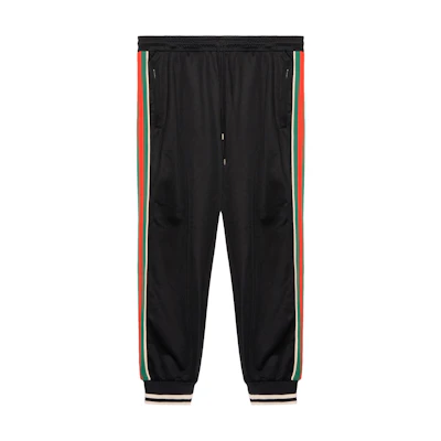 Gucci FW22 Black Knit Long Sweatpants with Contrast Stripes 698426-XJEES-1152