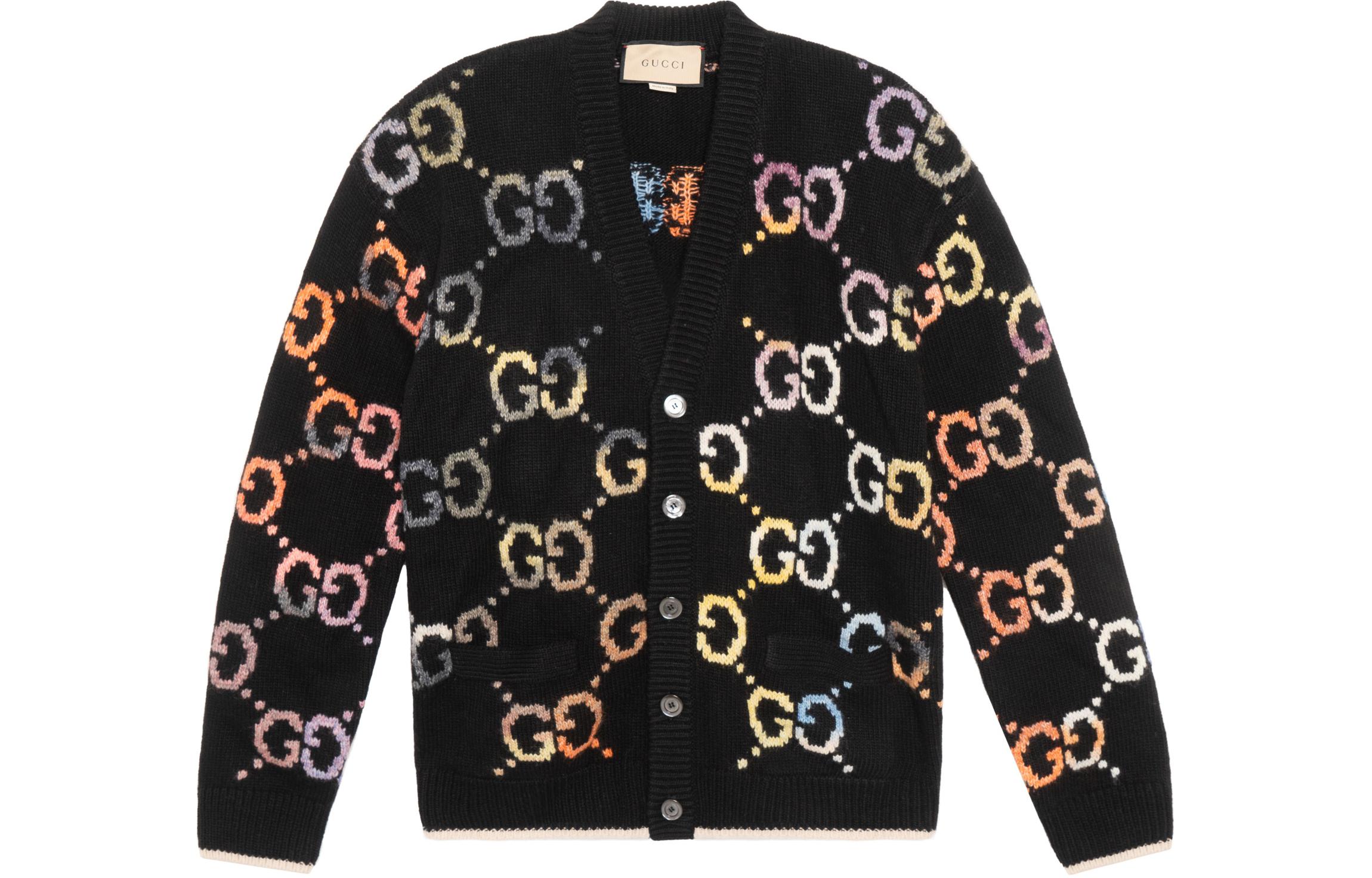 Gucci FW22 Black Logo Jacquard Colorblock Sweater 694776-XKCD4-1152