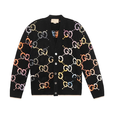 Gucci FW22 Black Logo Jacquard Colorblock Sweater 694776-XKCD4-1152