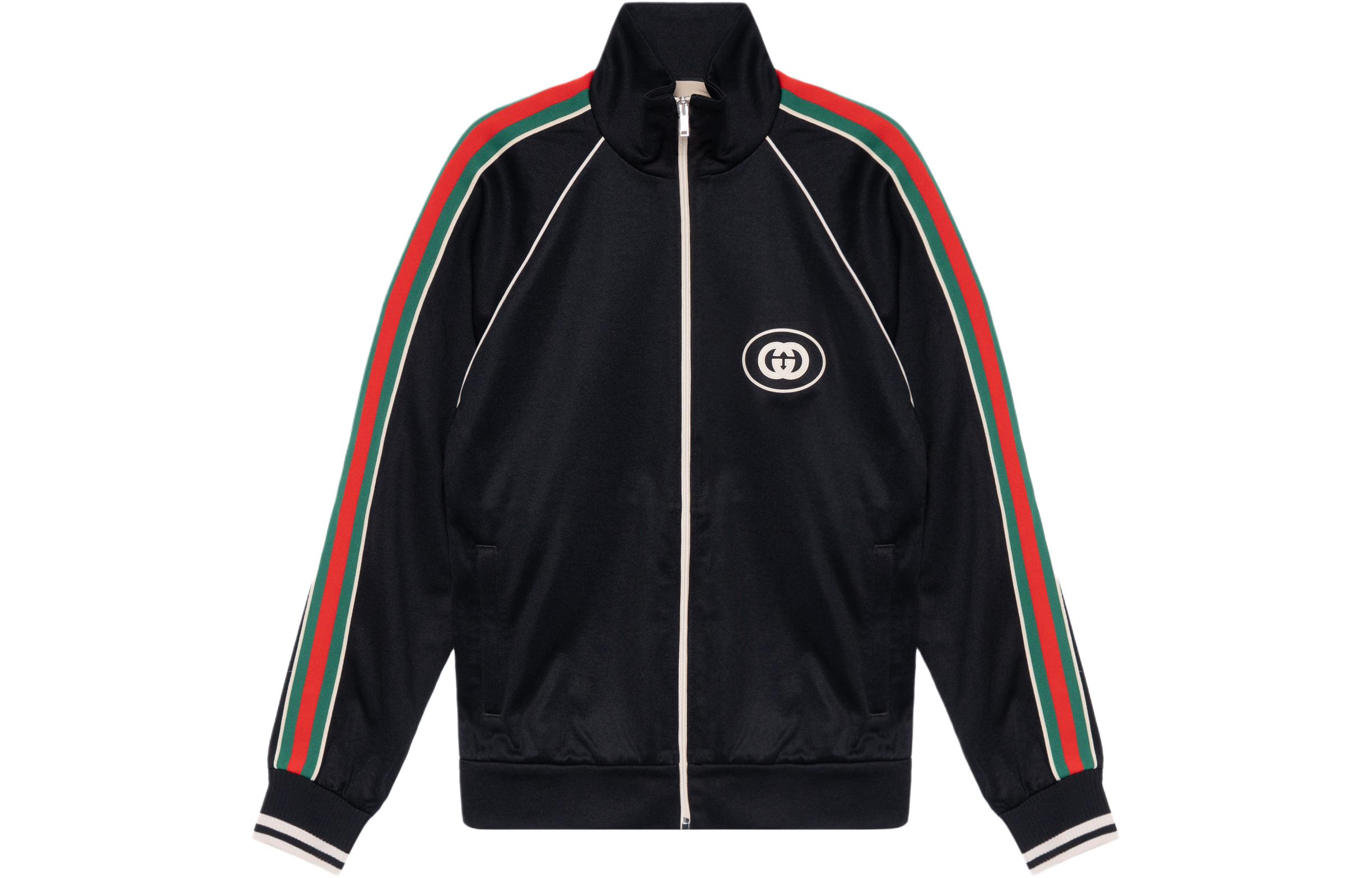Gucci FW22 Black Logo Striped Trim Zip-Up Jacket 696802-XJEES-1152