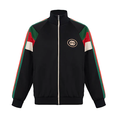 Gucci FW22 Black Logo Tape Colorblock Zip-Up Jacket for Men 698448-XJEEP-1152