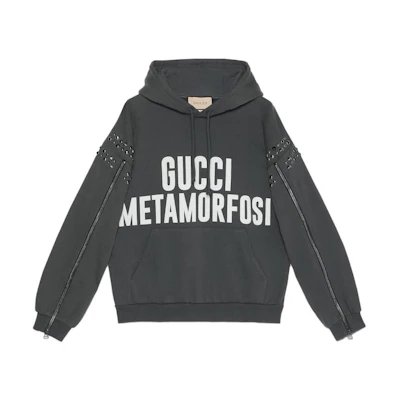 Gucci FW22 Black Studded Letter Print Hoodie Men’s Casual Long Sleeve 715864-XJEVI-1117