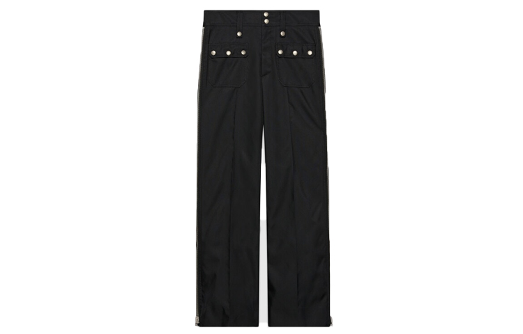 Gucci FW22 Black Wide-Leg Casual Pants with Button Details 710432-ZAHLW-1000