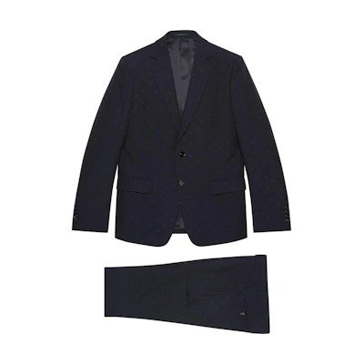 GUCCI FW22 Blue Solid Single-Breasted Suit Jacket and Pants Set 694602-ZAI34-4557
