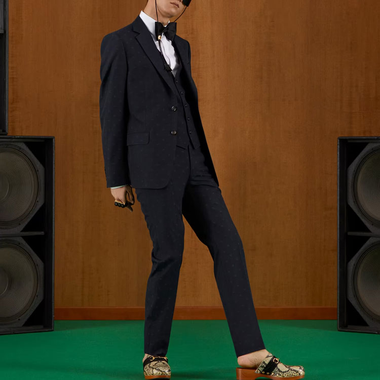 GUCCI FW22 Blue  Solid Single-Breasted Suit Jacket and Pants Set 694602-ZAI34-4557 圖 4