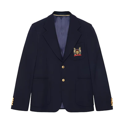 Gucci FW22 Blue Casual Knit Jacket with Logo Embroidery 695819-ZAC3R-4440