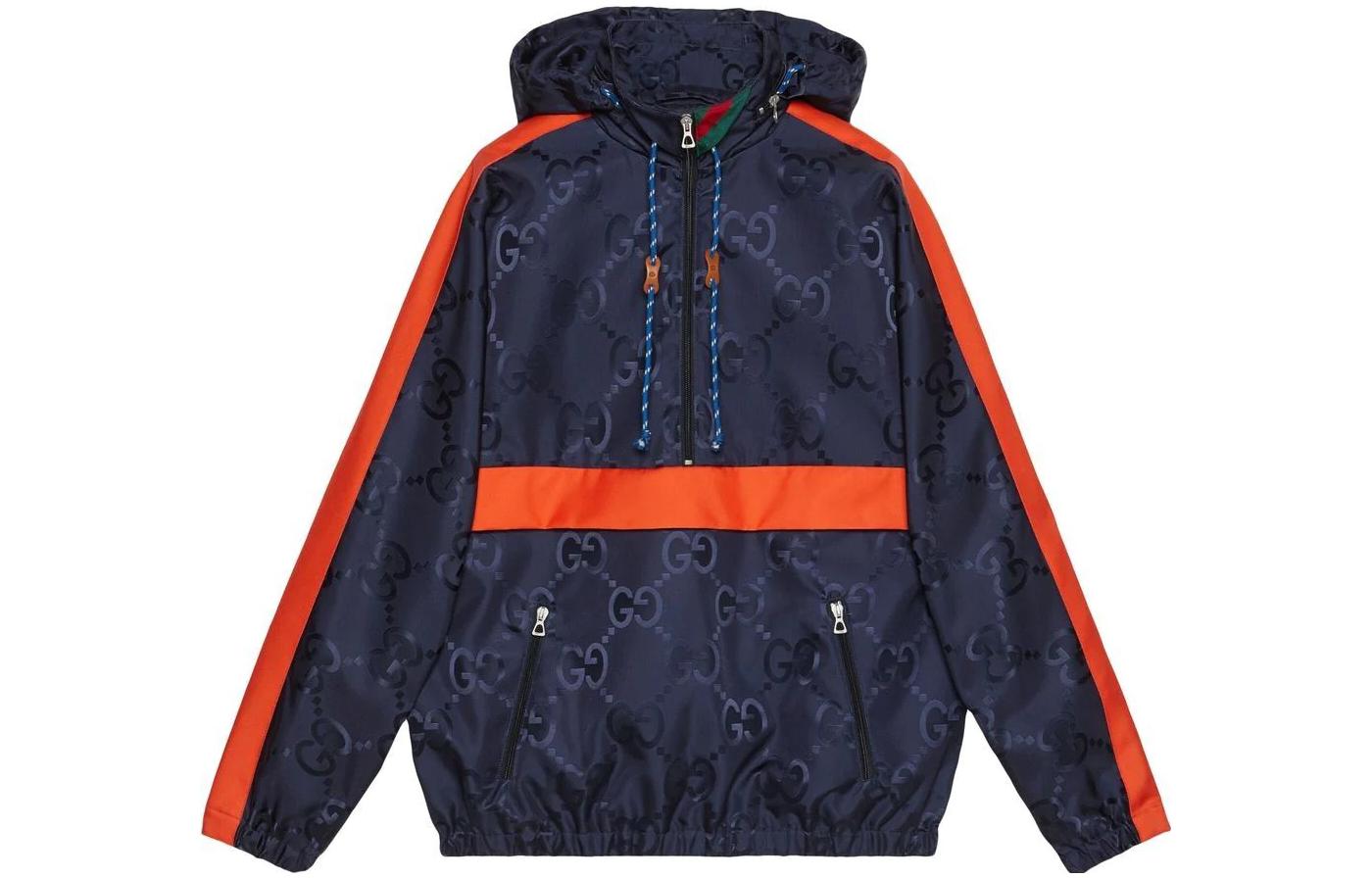 Gucci FW22 Blue Colorblock Sweatshirt with Logo Print 685818-Z8AY4-4348