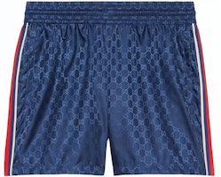 Gucci FW22 Blue GG Jacquard Shorts with Side Tape Elastic Waist 699084-XHAFX-4275 Gucci FW22 Blue GG Jacquard Shorts with Side Tape Elastic Waist 699084-XHAFX-4275