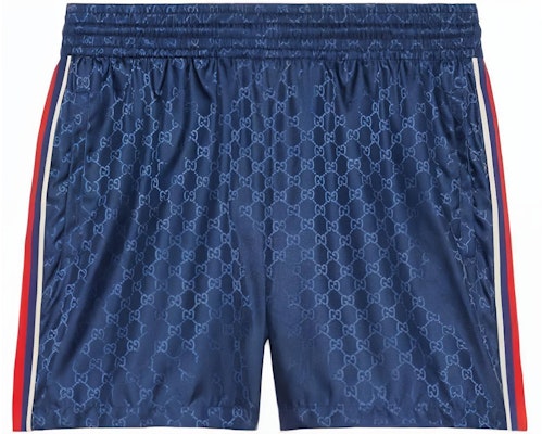 Gucci FW22 藍色 GG 提花側條彈性腰短褲 699084-XHAFX-4275 Buy Gucci FW22 藍色 GG 提花側條彈性腰短褲 699084-XHAFX-4275