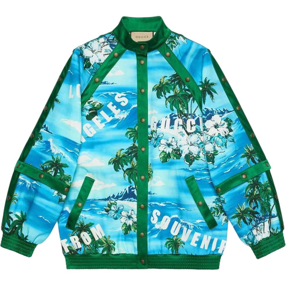 Gucci FW22 Blue Jacket with Botanical Floral Landscape Print 693161-XJEAR-4946