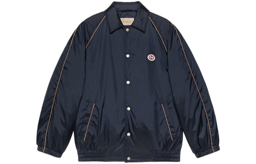 Gucci FW22 Blue Logo Appliqué Single-Breasted Long-Sleeve Jacket 694137-ZAJIZ-4433