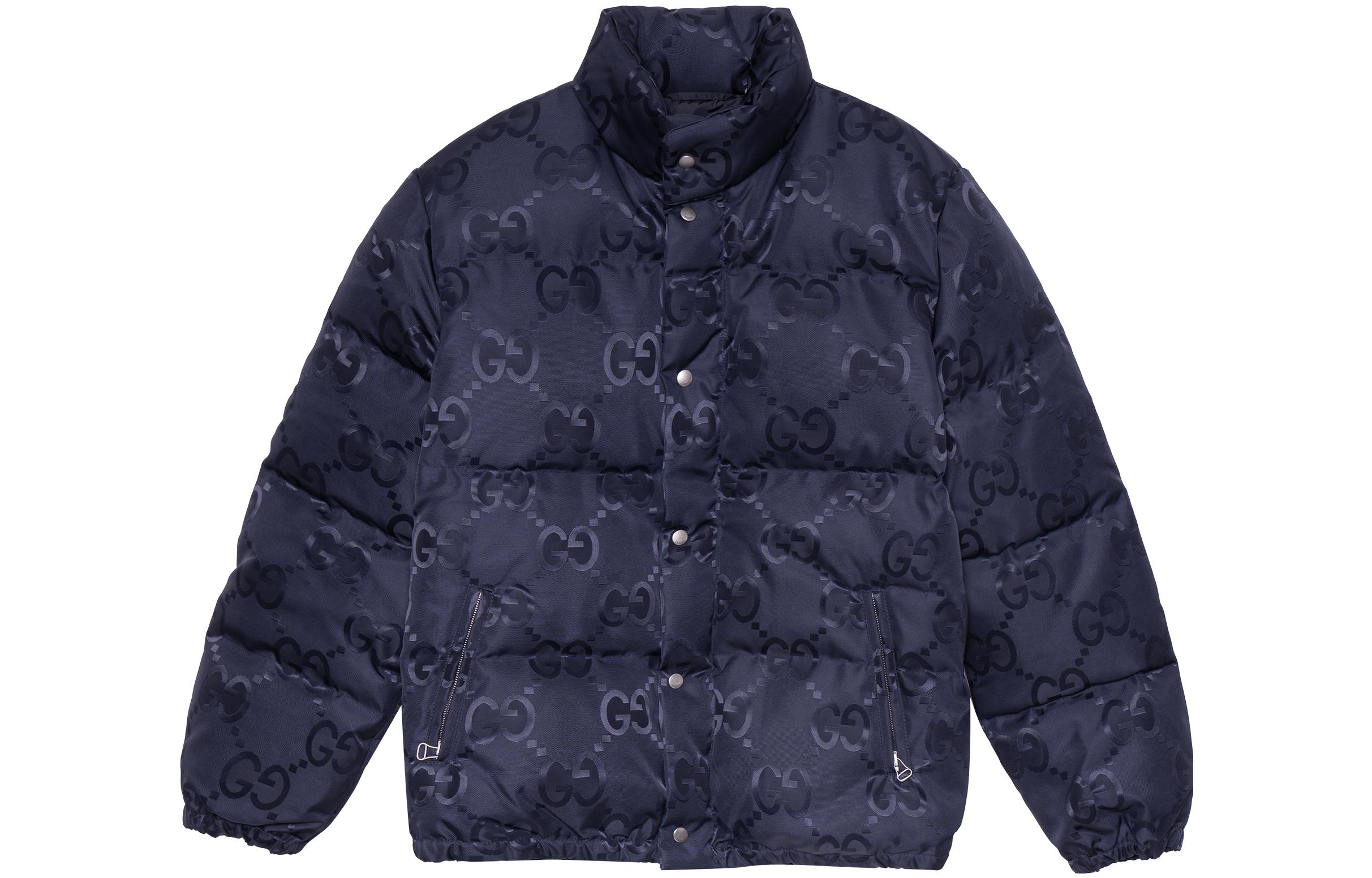 Gucci FW22 Blue Logo Print High-Neck Down Jacket Men 694161-Z8A53-4348