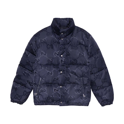 Gucci FW22 Blue Logo Print High-Neck Down Jacket Men 694161-Z8A53-4348