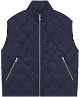 Gucci FW22 Blue Logo Print Stand Collar Zip Vest 722518-ZALDD-4275 Gucci FW22 Blue Logo Print Stand Collar Zip Vest 722518-ZALDD-4275