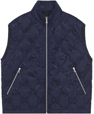 Gucci FW22 Blue Logo Print Stand Collar Zip Vest 722518-ZALDD-4275 Buy Gucci FW22 Blue Logo Print Stand Collar Zip Vest 722518-ZALDD-4275