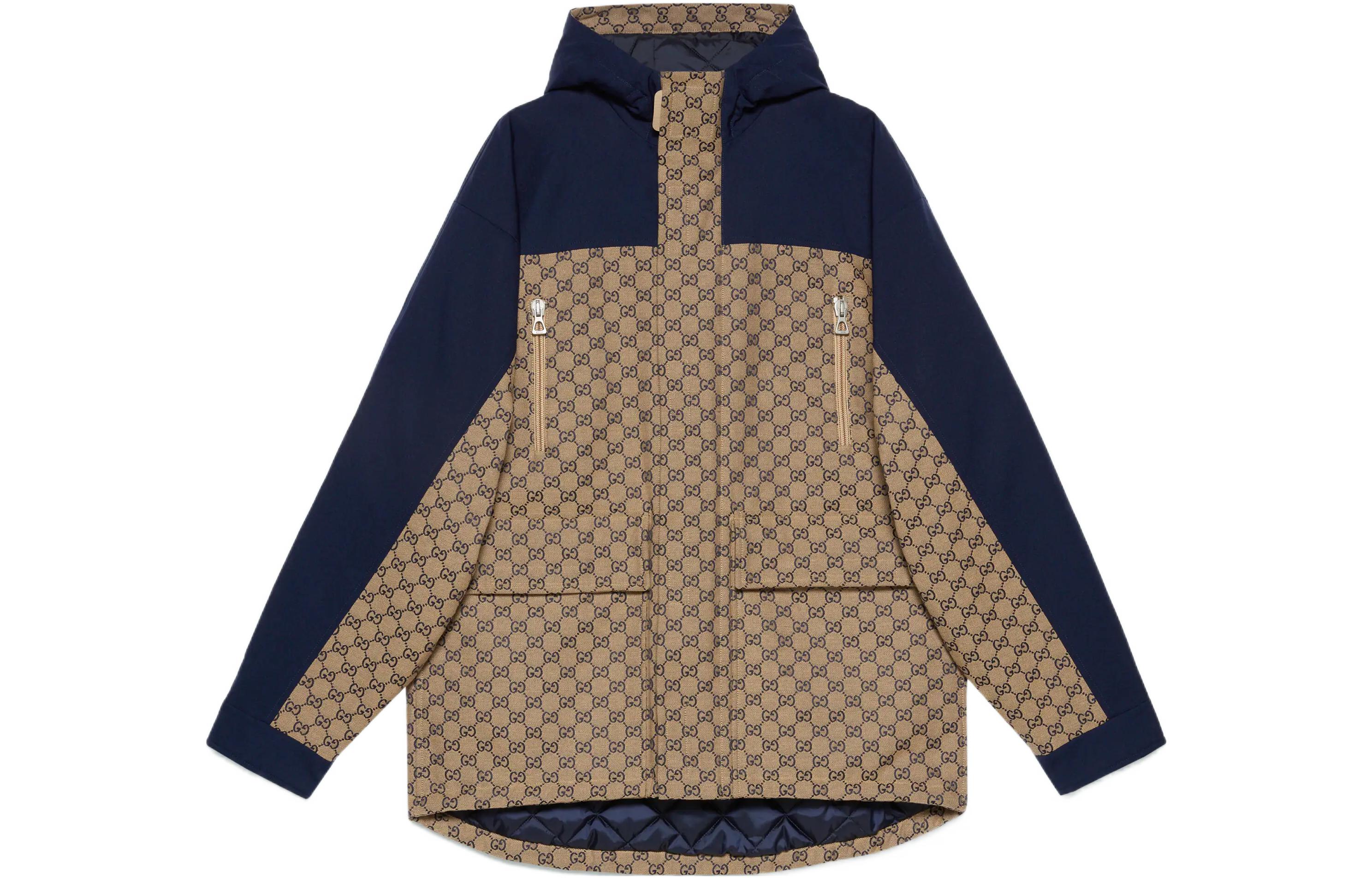 Gucci FW22 Blue Multicolor Logo Print Hoodie Jacket 715536-ZAKYZ-9173