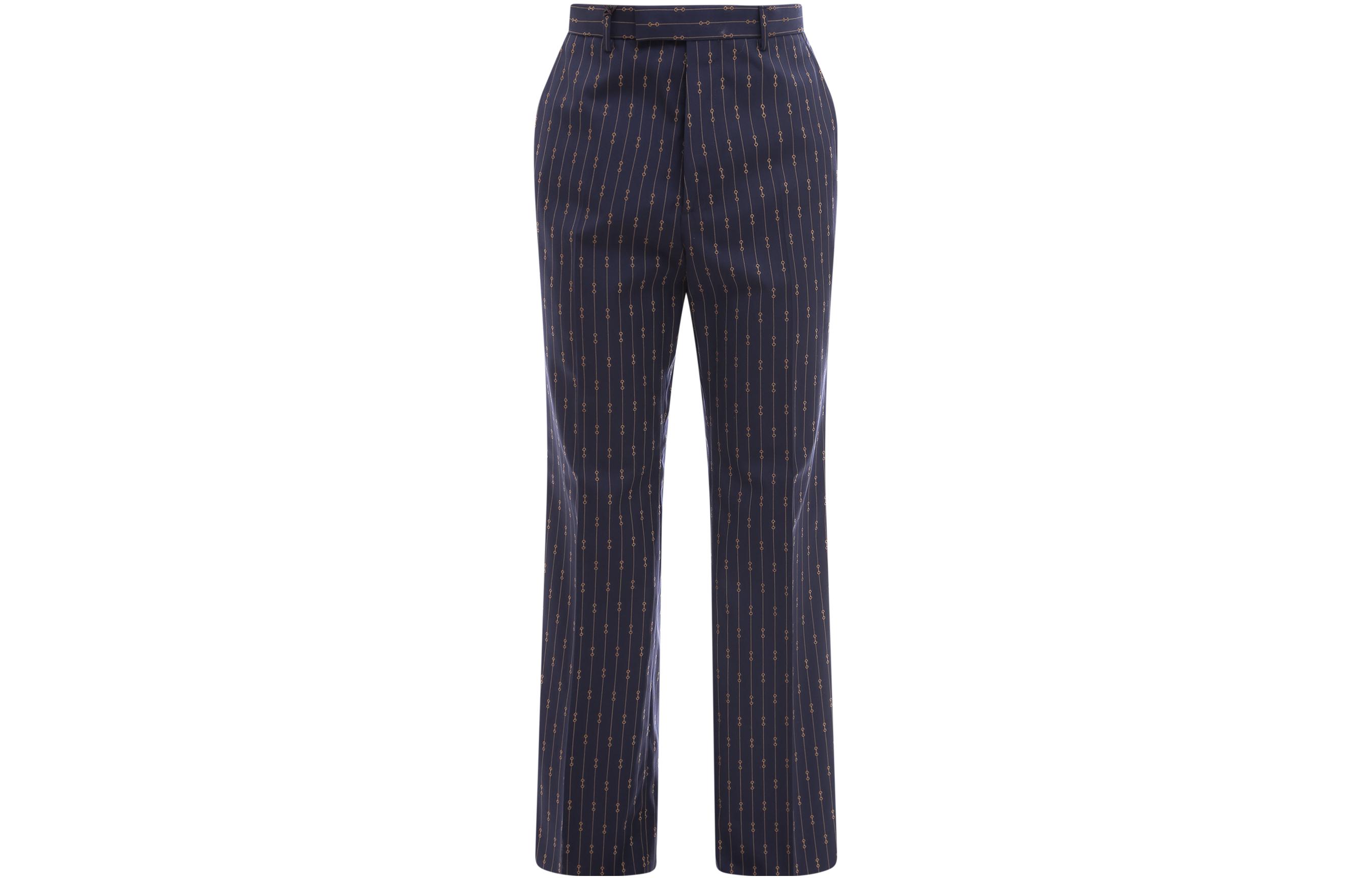 Gucci FW22 Blue Striped Lurex Casual Pants 672087-ZAITQ-4445