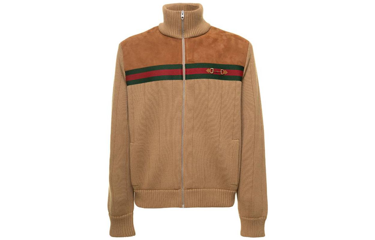 Gucci FW22 Brown Color-Block Turtleneck Long-Sleeve Jacket 696545-XKCFO-2378