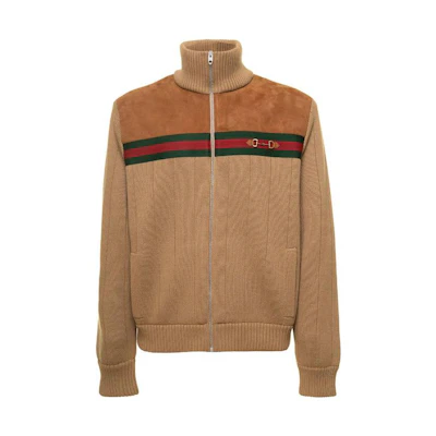 Gucci FW22 Brown Color-Block Turtleneck Long-Sleeve Jacket 696545-XKCFO-2378